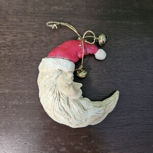 Vintage Santa Half Moon Cresent Holiday Ornament
